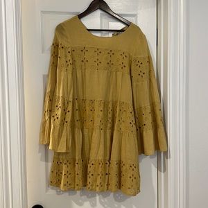 Yellow midi dress. Bell sleeves. Size small. Brand is listicle